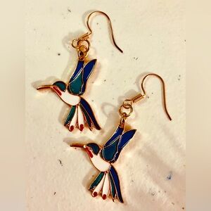 🐦 HUMMINGBIRD EARRINGS Pierced New Gardener Office Wear Dainty Grandma Gift